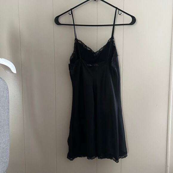 Victoria’s Secret Black Satin Lace Slip Dress XS — Y2K Lingerie Nightie Mini Dre - Picture 2 of 4